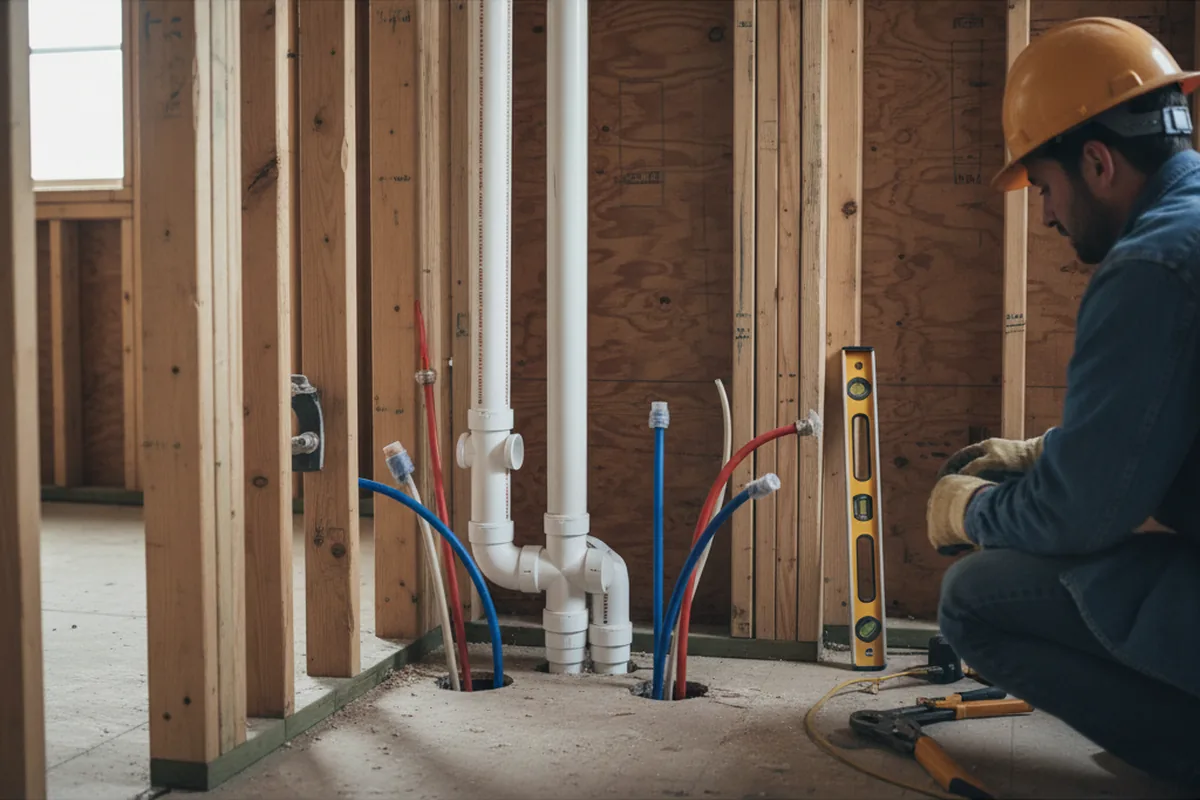 Drain and supply rough-in during Garbage Disposal Repair in Mansfield